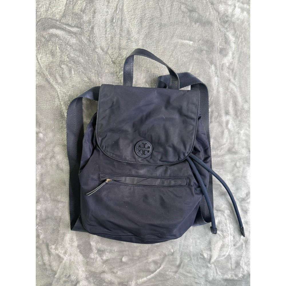 Tory Burch Nylon Flap Backpack - Blue | Lightweight Designer Daypack Diaperbag